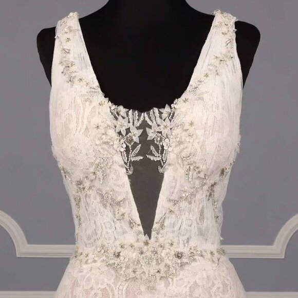 Isabelle Armstrong Willow Wedding Dress Sz 10 Lace, Beads, Tulle Bridal Gown - Picture 5 of 12